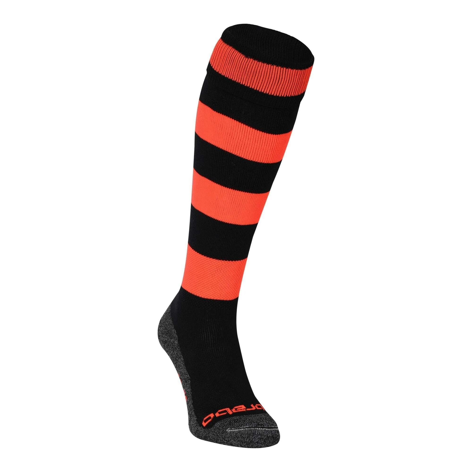 Brabo Rugby Hockeysokken Black Neon Orange 1 Brabo Rugby Hockeysokken Black Neon Orange