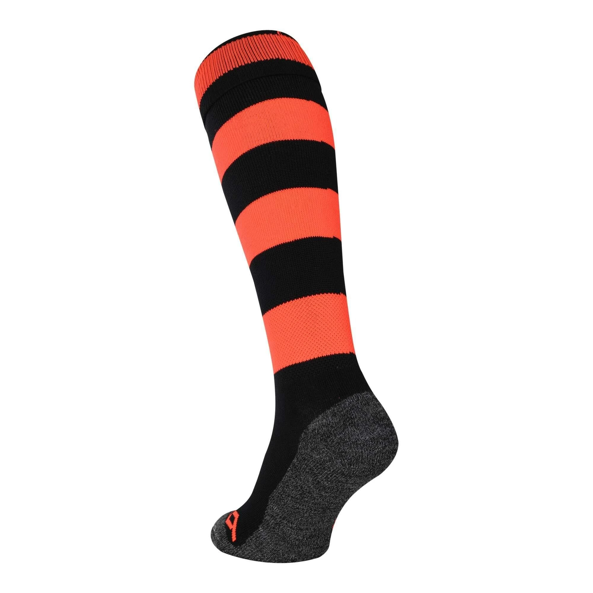 Brabo Rugby Hockeysokken Black Neon Orange 2 Brabo Rugby Hockeysokken Black Neon Orange - Afbeelding 2